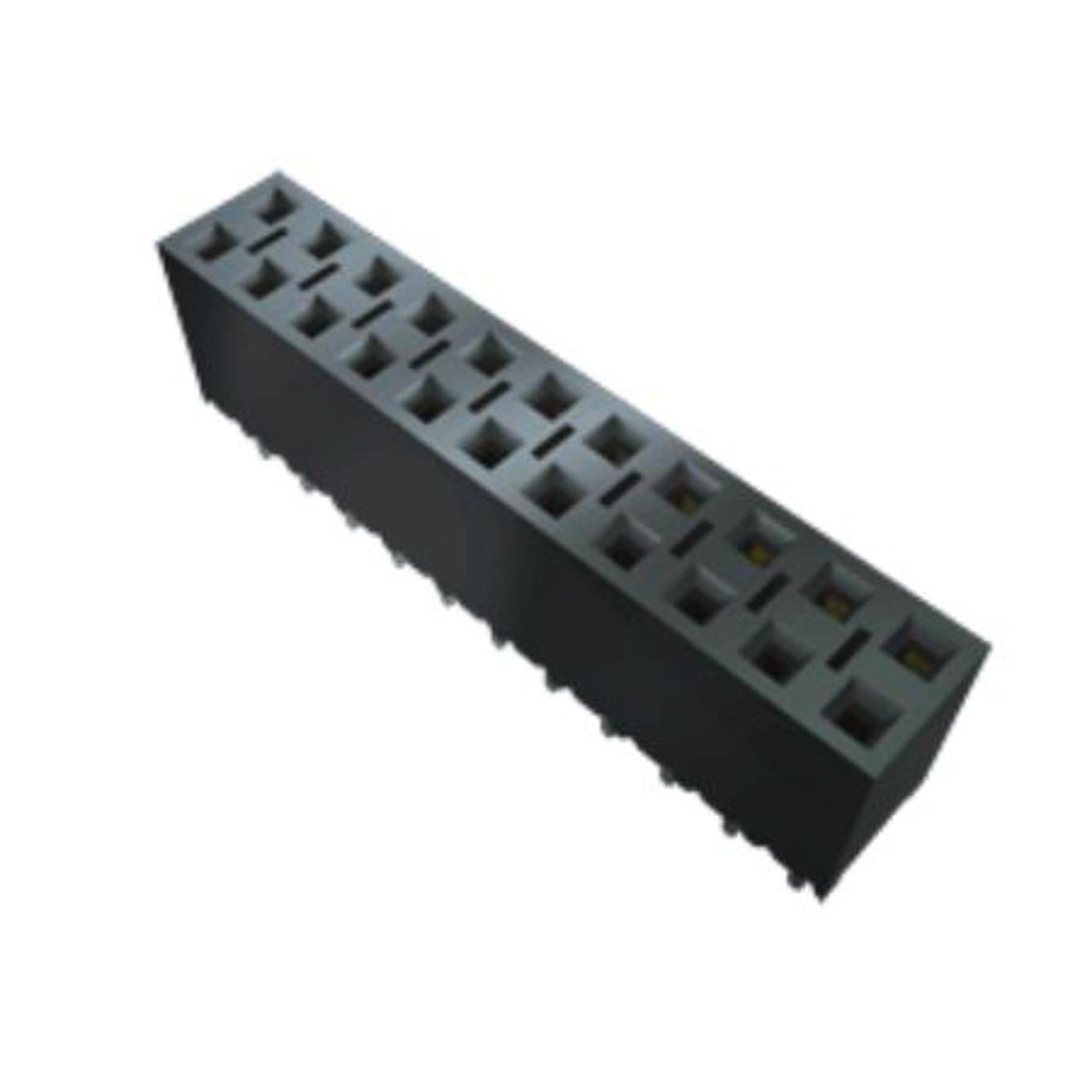 Samtec BCS Series Right Angle PCB Socket, 24-Contact, 2-Row, 2.54mm Pitch, Through Hole Termination