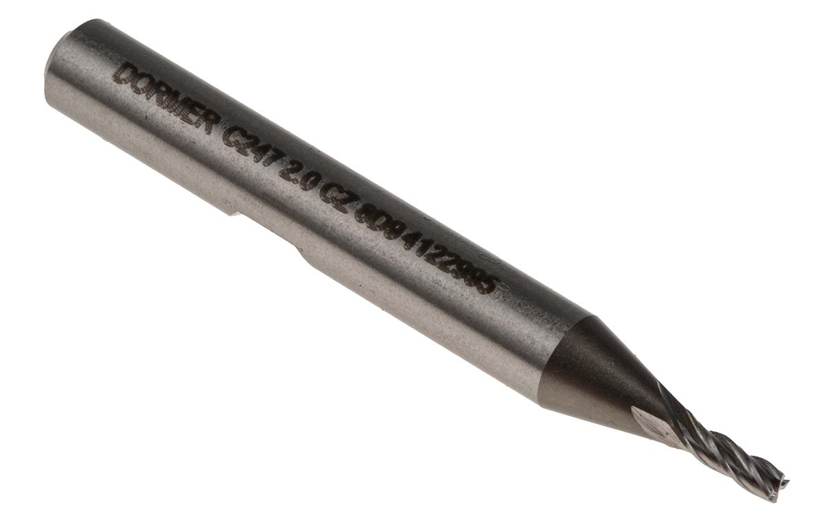 Dormer End Mill, 2mm Cutter, HSCo, 6 mm Shank, 7mm Cut Length