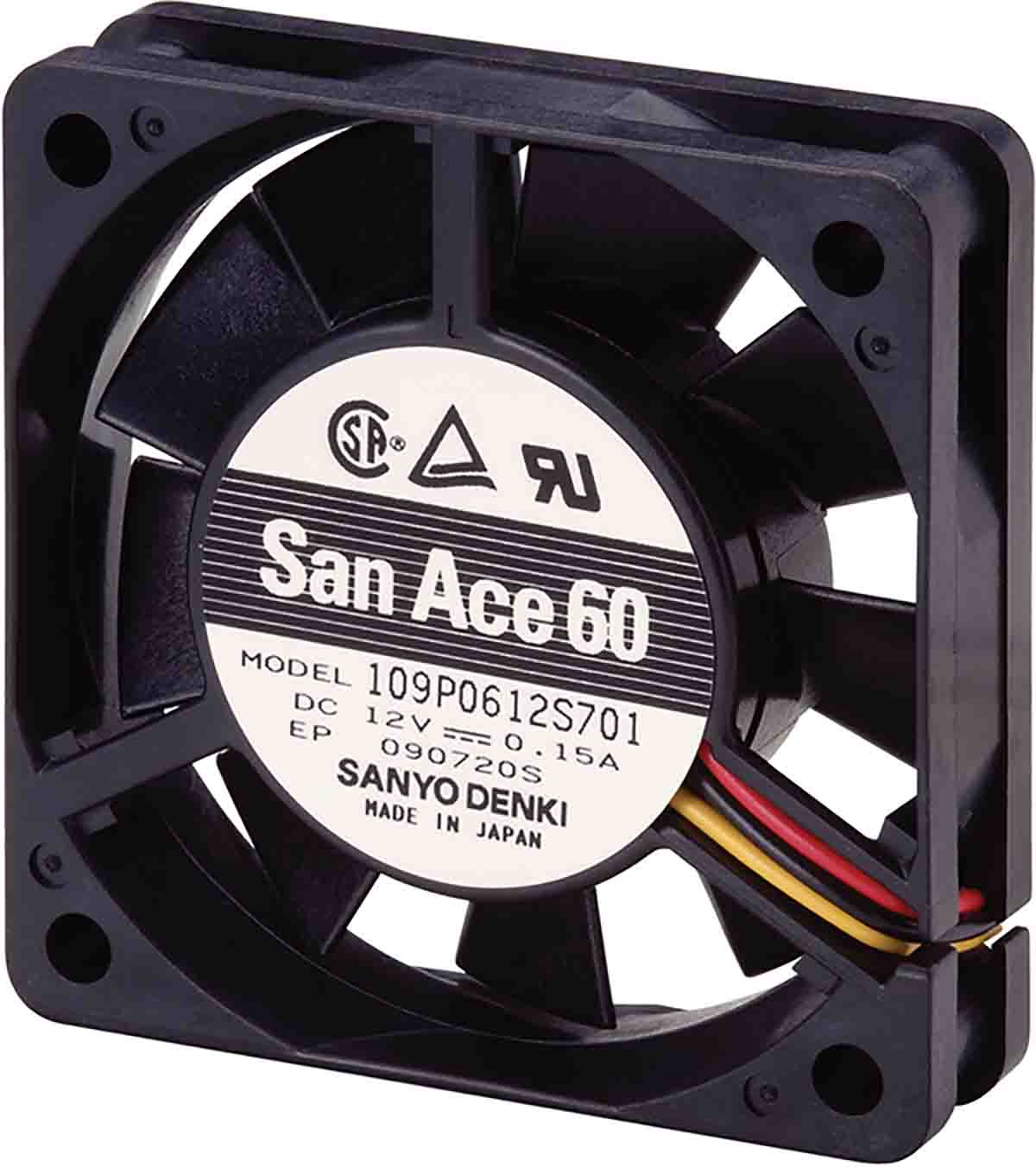Sanyo Denki 109P Series Axial Fan, 5 V dc, DC Operation, 14.1cfm, 1.3W, 260mA Max, 60 x 60 x 15mm