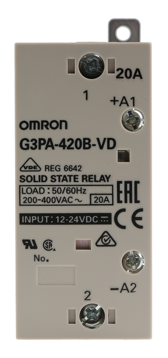 Omron G3PA Series Solid State Relay, 20 A Load, DIN Rail Mount, 440 V Load, 30 V Control