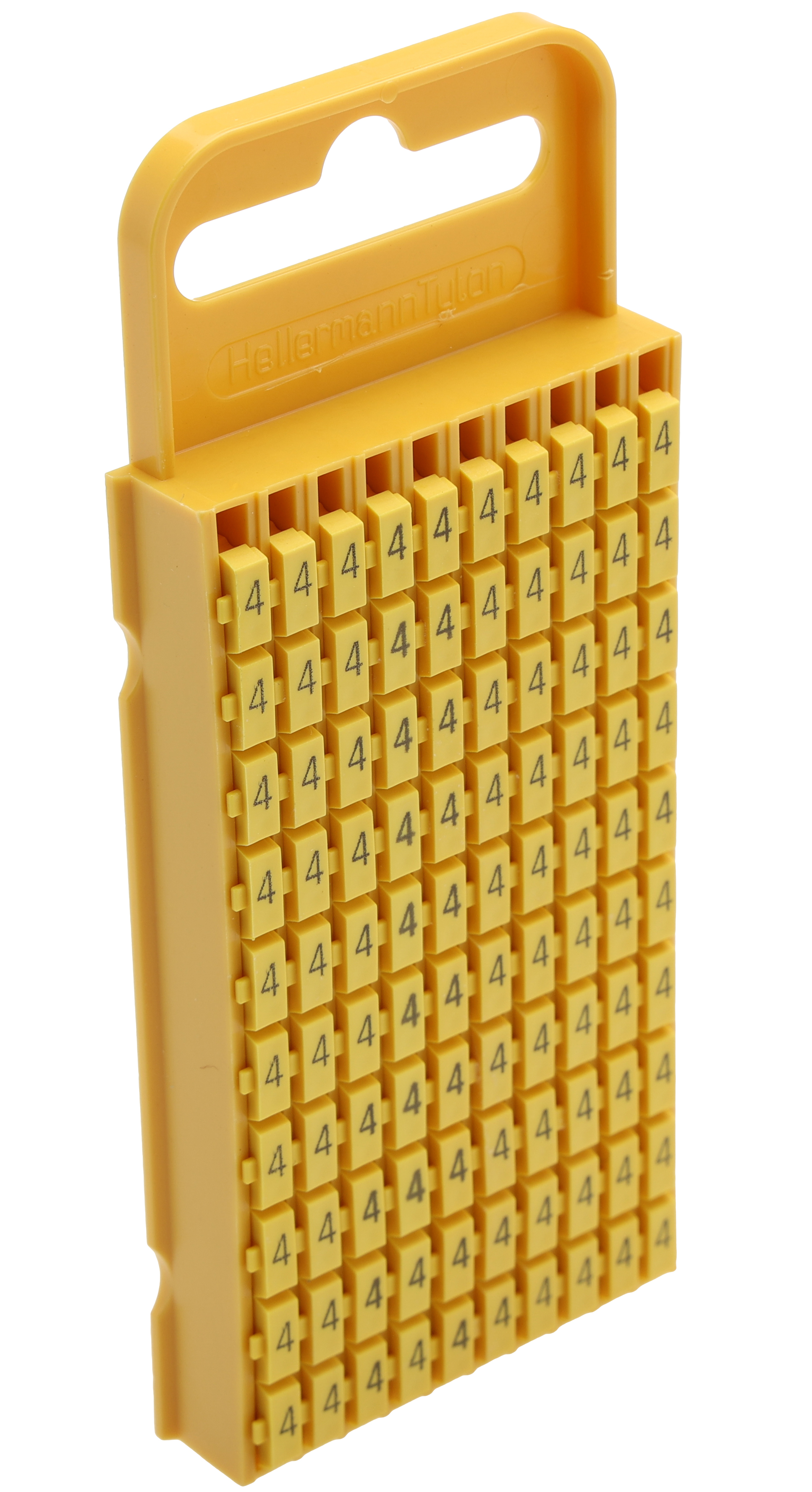 HellermannTyton WIC3 Snap On Cable Markers, Yellow, Pre-printed "4", 4.3 → 5.3mm Cable, 561-03644 WIC3-4-PA66-YE