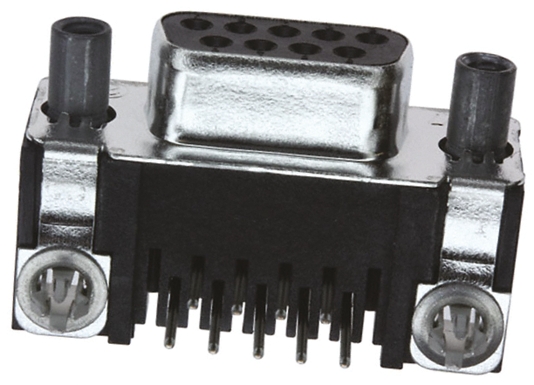 TE Connectivity Amplimite HD-20 9 Way Right Angle Through Hole D-sub Connector Socket, 2.74mm Pitch, with 4-40 UNC