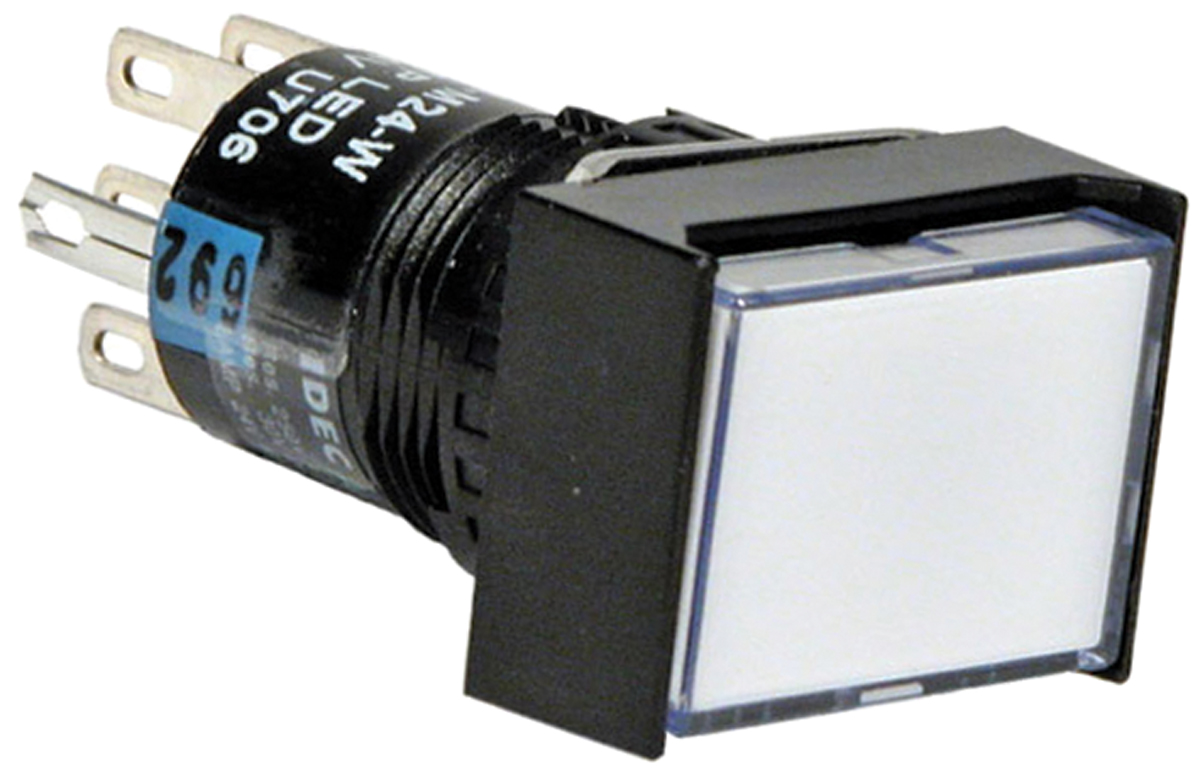 Idec Illuminated Push Button Switch, Latching, Panel Mount, DPDT, White LED, 250V, IP40