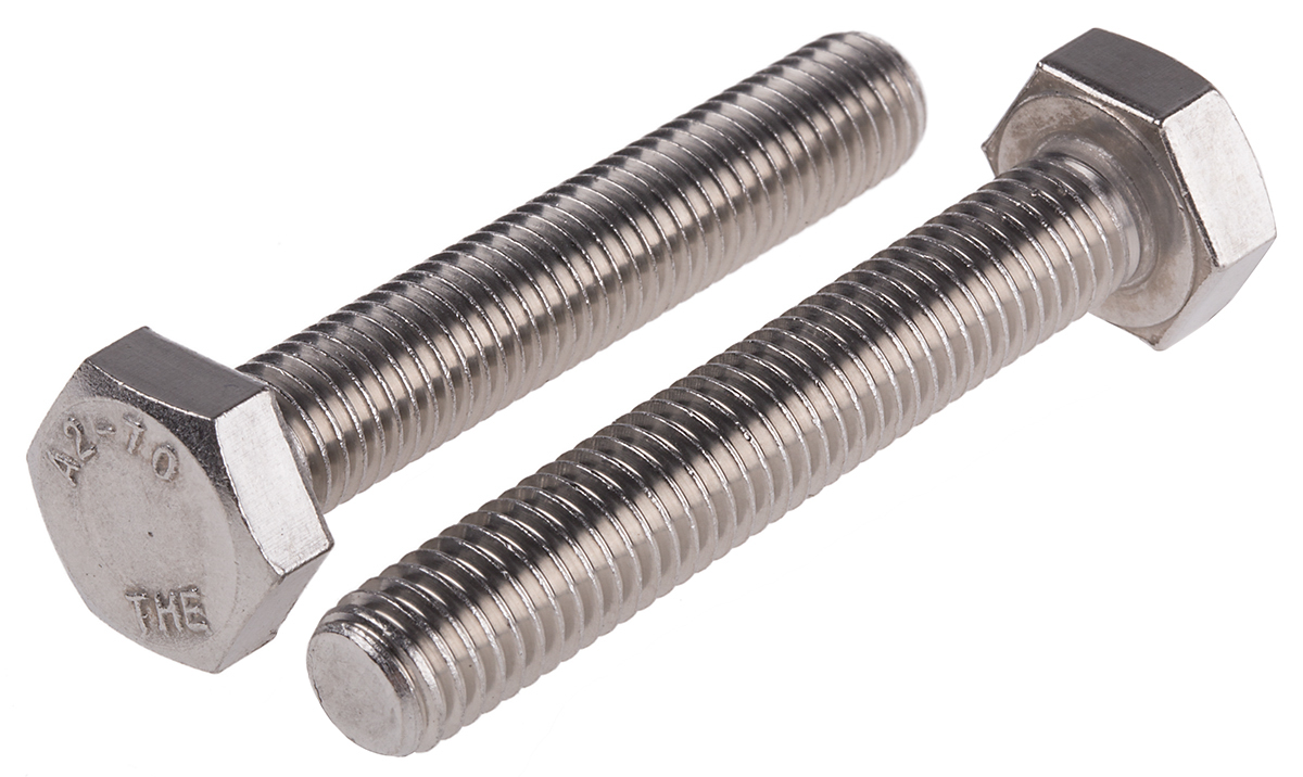 RS PRO Stainless Steel, Hex Bolt, M10 x 60mm