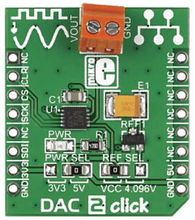 MikroElektronika MIKROE-1918 DAC 2 Click Add On Board Signal Conversion Development Kit