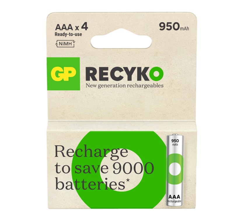 Gp Batteries GP Recyko NiMH AAA NiMH Rechargeable Battery, 950mAh, 1.2V