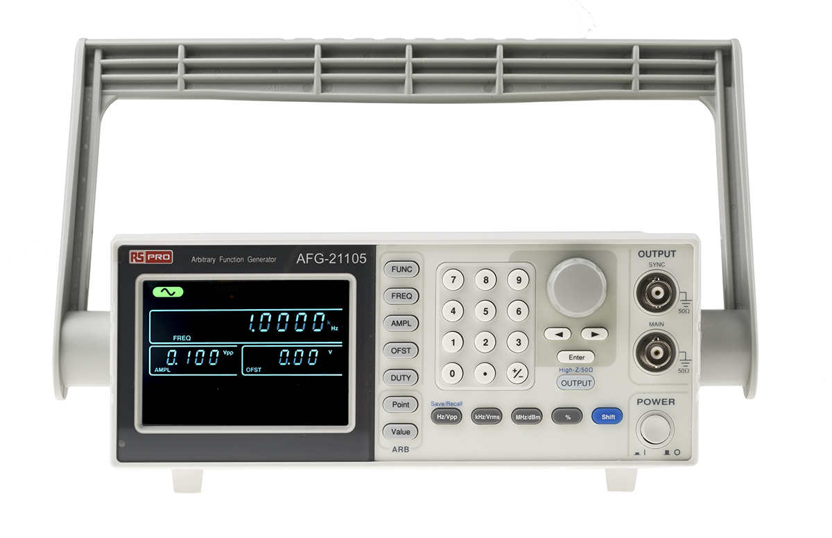 RS PRO AFG21105 Function Counter, 0.1Hz Min, 5MHz Max, FM Modulation, Variable Sweep - With RS Calibration