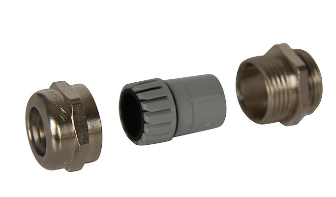 SIB SIB-TEC Series Silver Stainless Steel Cable Gland, M20 Thread, 7mm min., 13mm max., IP68