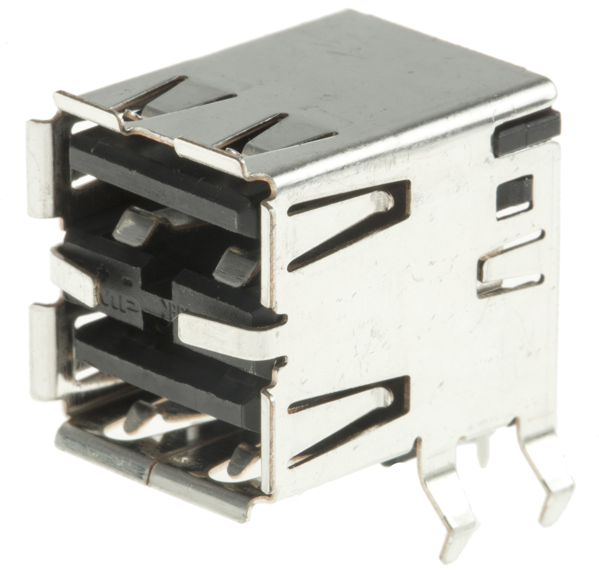 TE Connectivity Right Angle, Through Hole, Socket- Dual Port Type A 2.0 USB Connector
