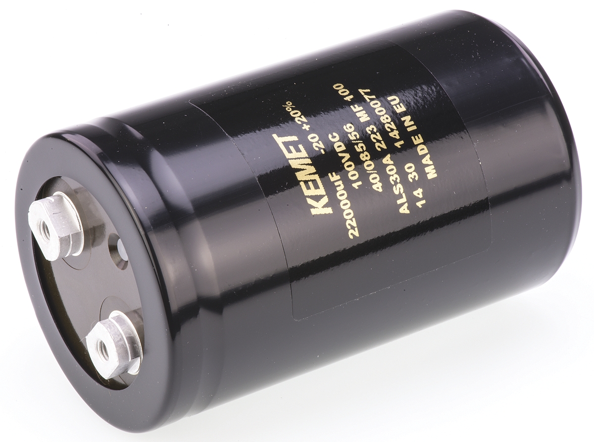KEMET 22000μF Aluminium Electrolytic Capacitor 100V dc, Screw Terminal - ALS30A223MF100