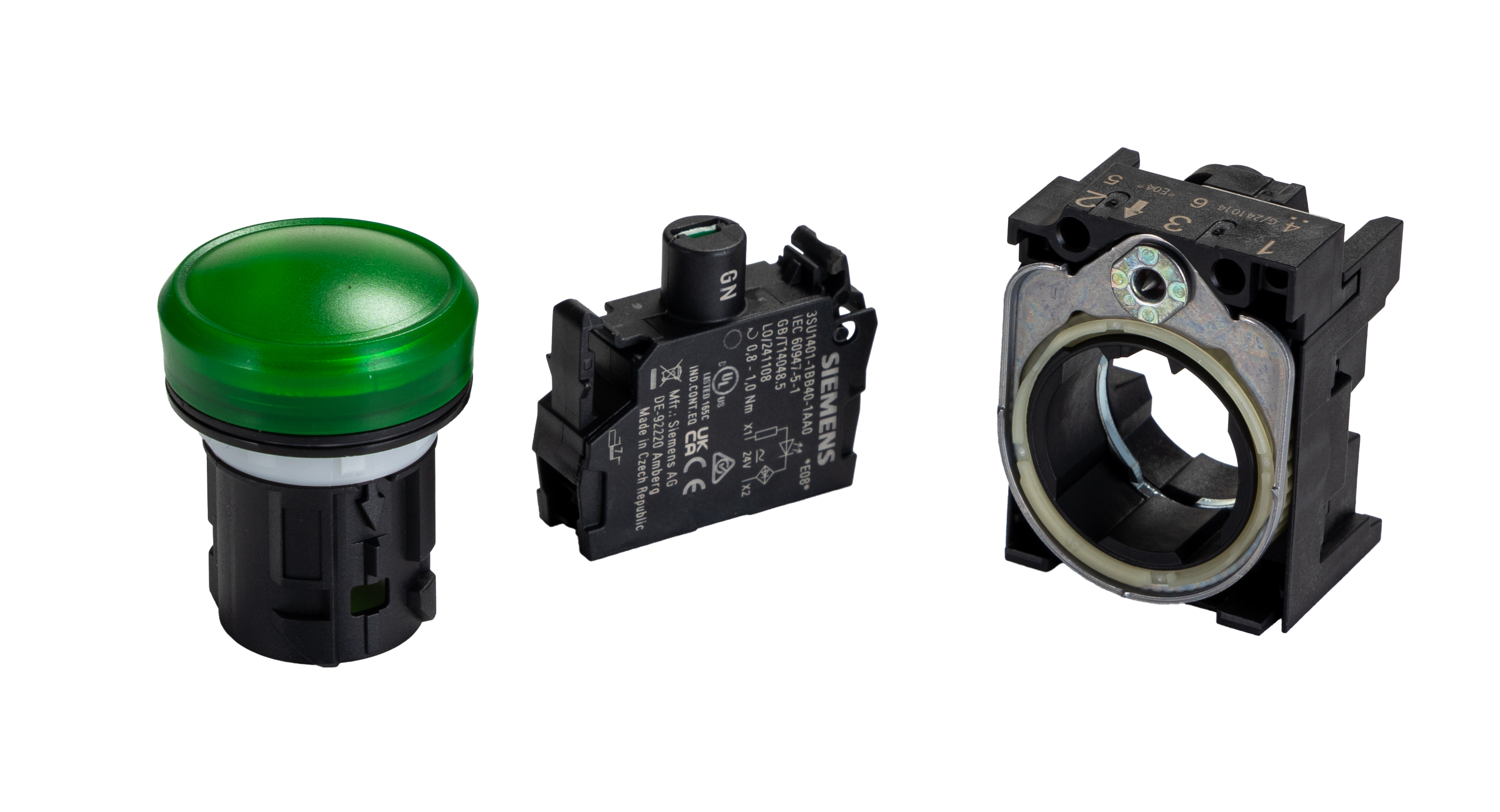 Siemens, SIRIUS ACT 3SU11, Panel Mount Green LED Pilot Light, 22mm Cutout, IP20, Round, 24V