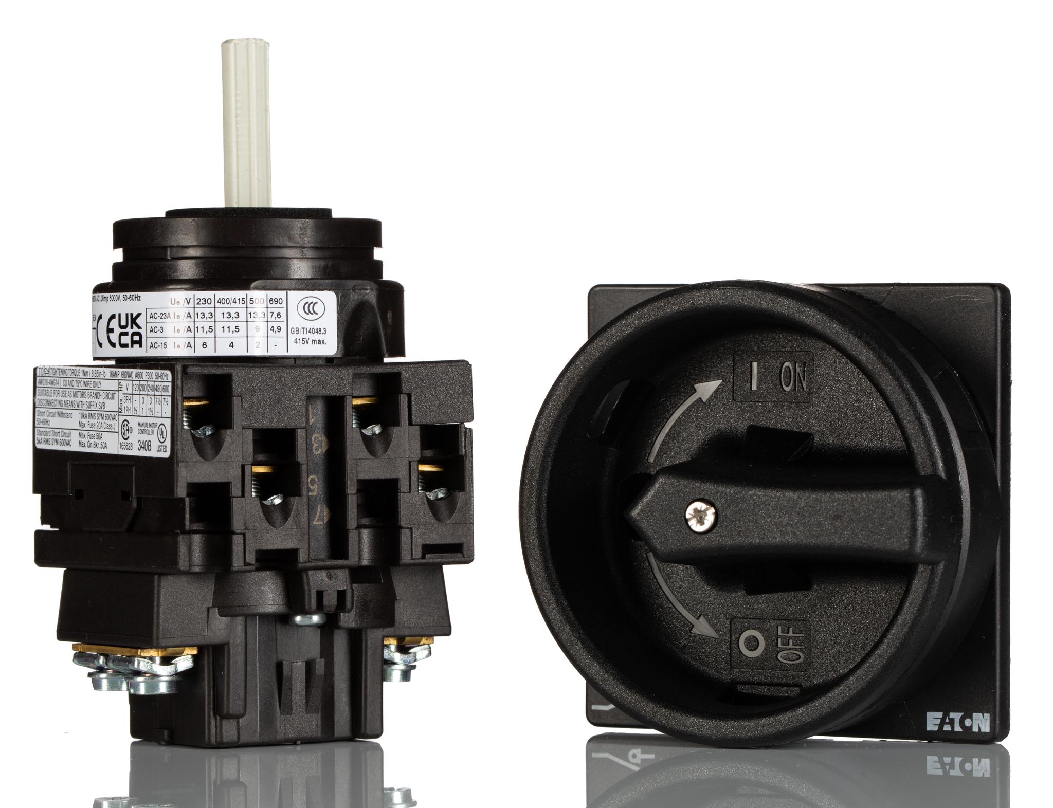 Eaton 3P+N Pole Flush Mount Isolator Switch - 20A Maximum Current, 5.5kW Power Rating, IP65