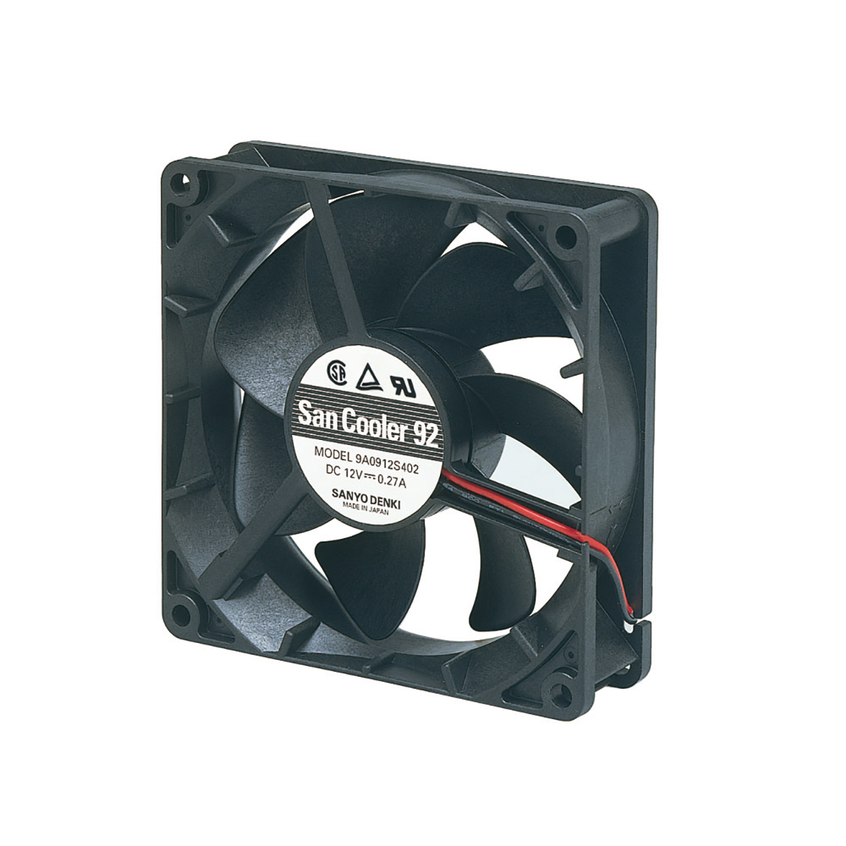 Sanyo Denki 9A Series Axial Fan, 12 V dc, DC Operation, 87m³/h, 2.52W, 210mA Max, 92 x 92 x 25mm