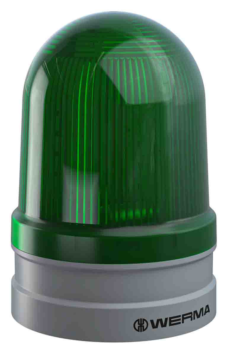 Werma EvoSIGNAL Maxi Series Green Multiple Effect Beacon, 12 V, 24 V, Base Mount, LED Bulb, IP66