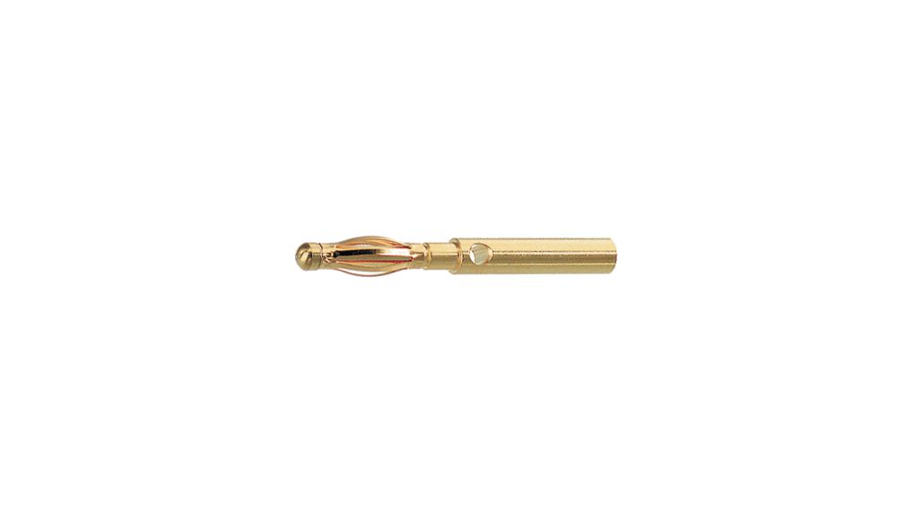Staubli Gold Plug Banana Plug, 2mm Connector, Solder Termination, 10A, 30 → 60V, Gold Plating