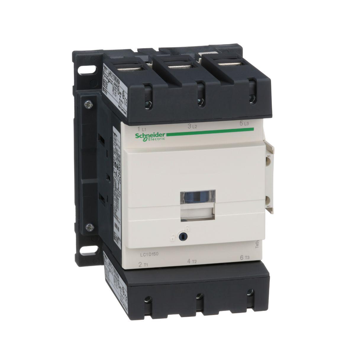 Schneider Electric LC1D Series Contactor, 3-Pole, 150 A, 1 NO + 1 NC