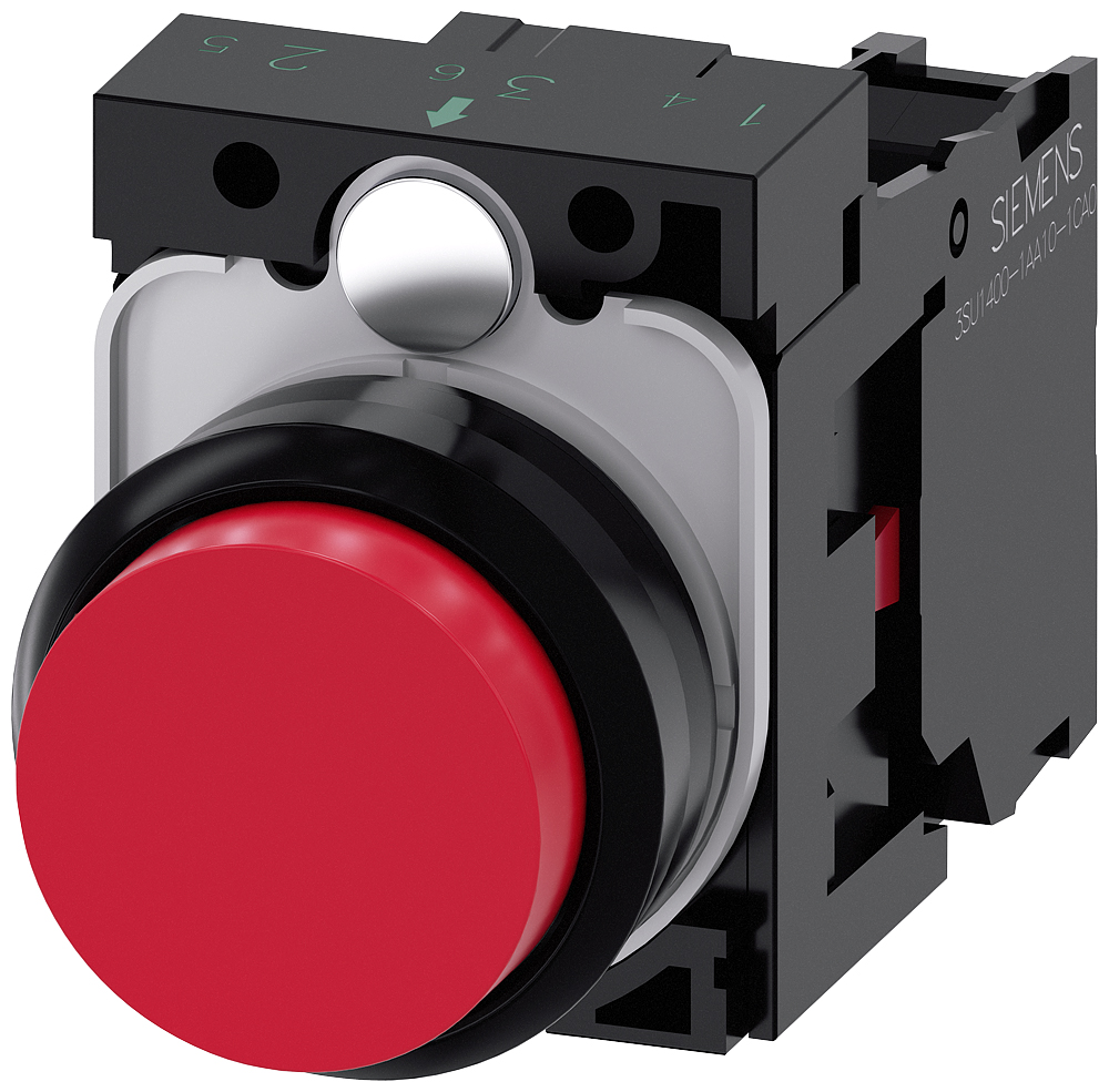 Siemens SIRIUS ACT 3SU11 Series Push Button Complete Unit, 22mm Cutout, SPST, IP66, IP67, IP69(IP69K)