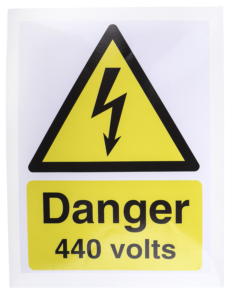 RS PRO Self-Adhesive Electrical Hazard Warning Sign (English, French)