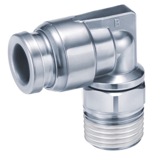 SMC KQG2 Series Elbow Threaded Adaptor, R 1/4 Male to Push In 6 mm, Threaded-to-Tube Connection Style