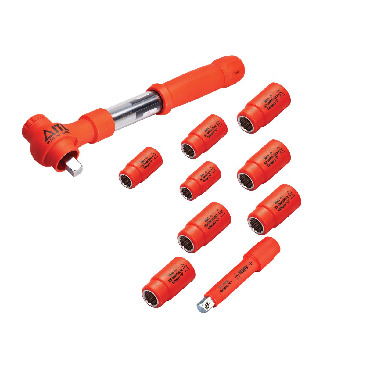 ITL Insulated Tools Ltd 1-Piece Imperial 1/2 in Standard Socket Set with Ratchet, 12 point, VDE/1000V
