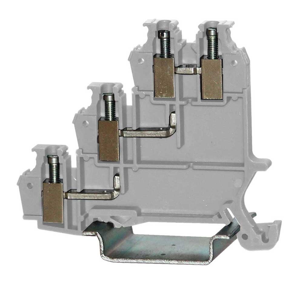 RS PRO Grey, 3-Level, Cage Clamp Termination