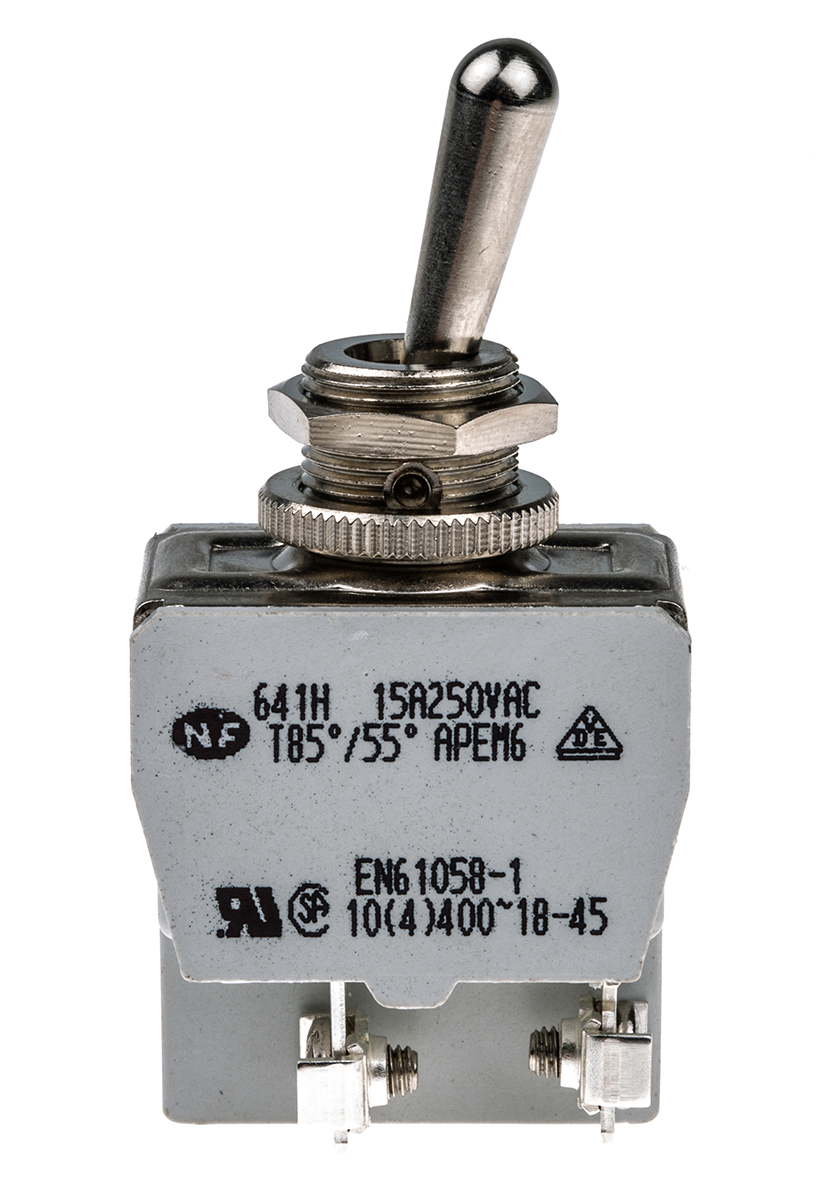 APEM Toggle Switch, Panel Mount, On-Off, DPST, Screw Terminal, 400V ac