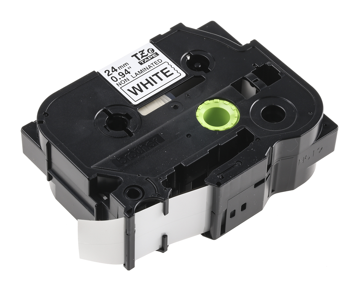 Brother Black on White Label Printer Tape, 8 m Length, 24 mm Width