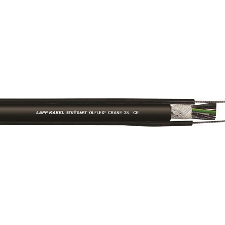 Lapp ÖLFLEX CRANE 25 Control Cable, 12 Cores, 1.5 mm² CSA 15 AWG, Unscreened, 10 m, Black Polyvinyl Chloride Sheath