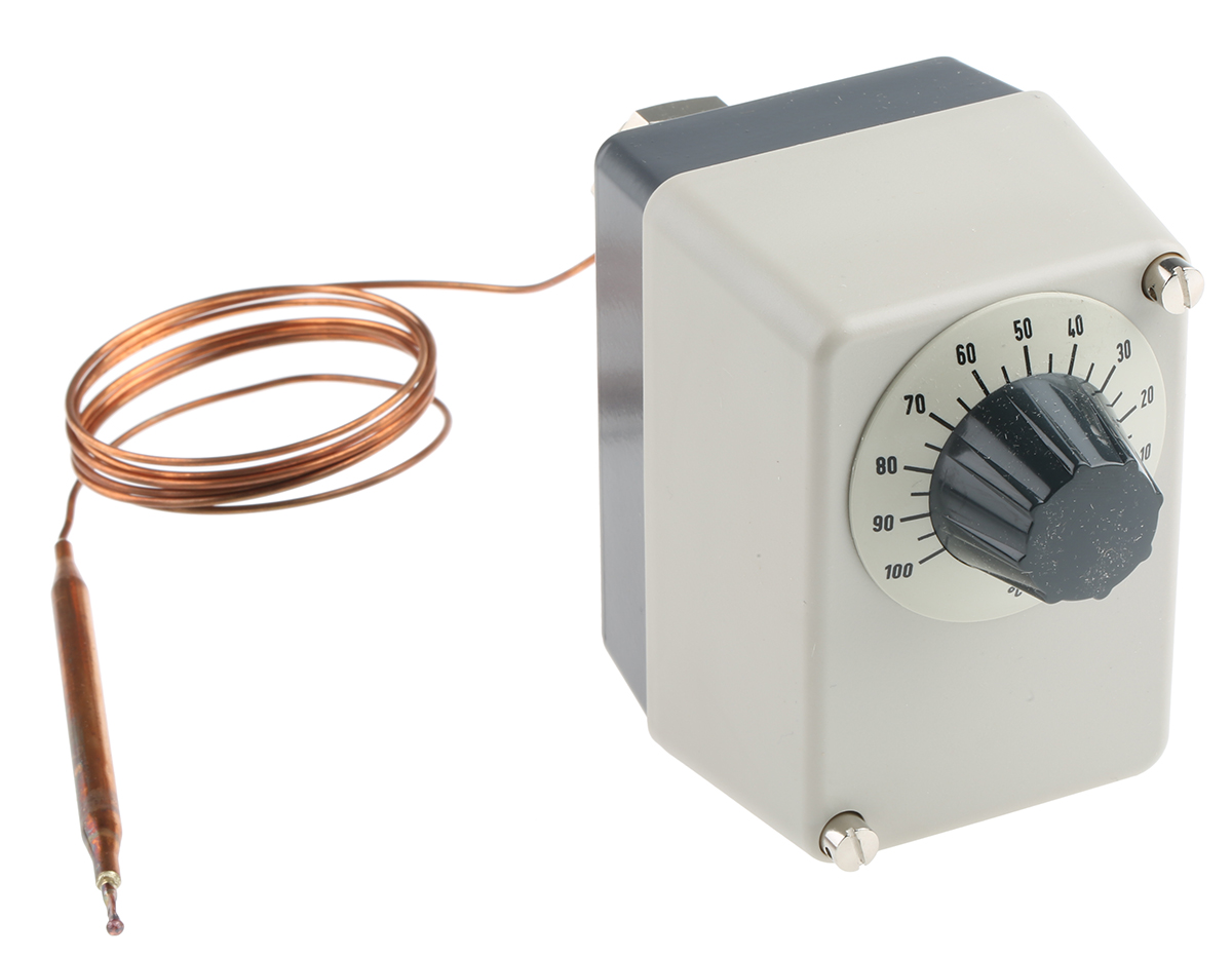 Jumo Capillary Thermostat, +100°C Max, NO/NC, Automatic Reset, Surface Mount