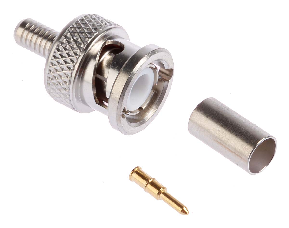 Radiall Straight 50Ω Cable Mount BNC Connector, Plug, Nickel, Crimp Termination, RG141, RG58