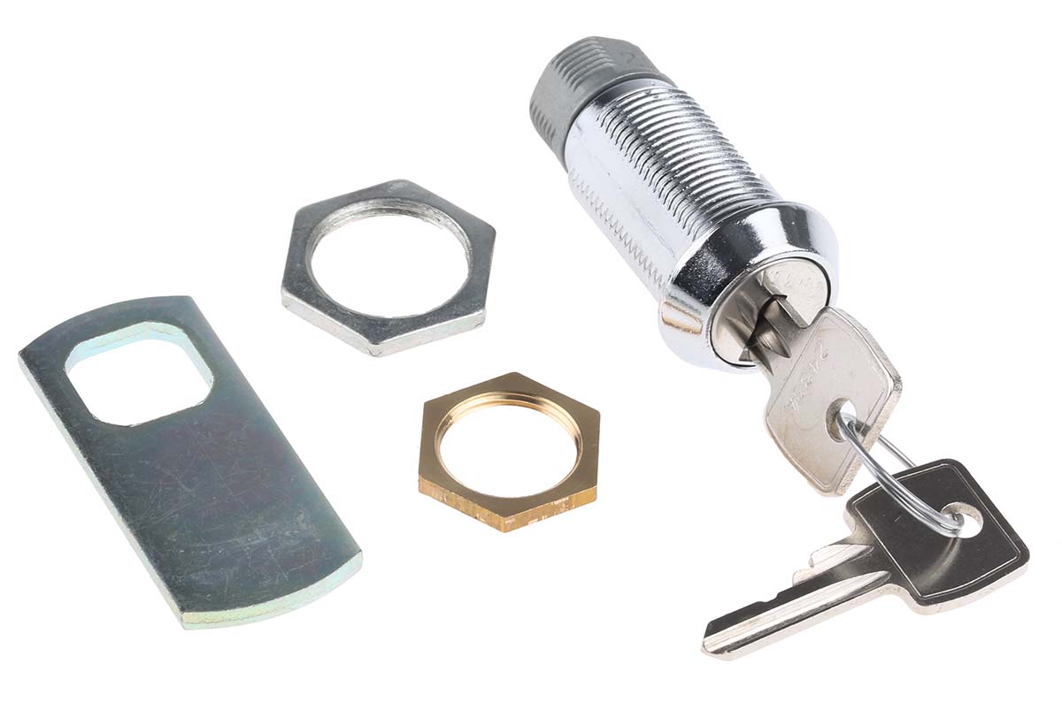 Euro-Locks a Lowe & Fletcher group Company Camlock, 32.7mm Panel-to-Tongue, 20.1 x 17.6mm Cutout, Key Unlock