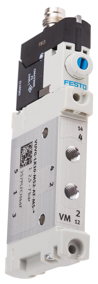 Festo 5/2 Solenoid Valve - Solenoid/Spring Metric M5 VUVG Series 24V dc, 8042543