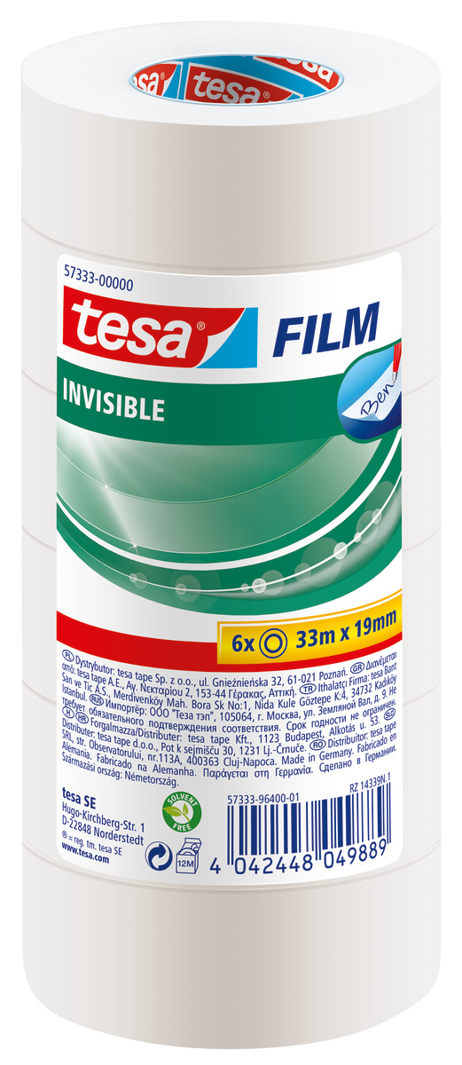 Tesa 57333 Transparent Tesafilm Invisible Office Tape 19mm x 33m