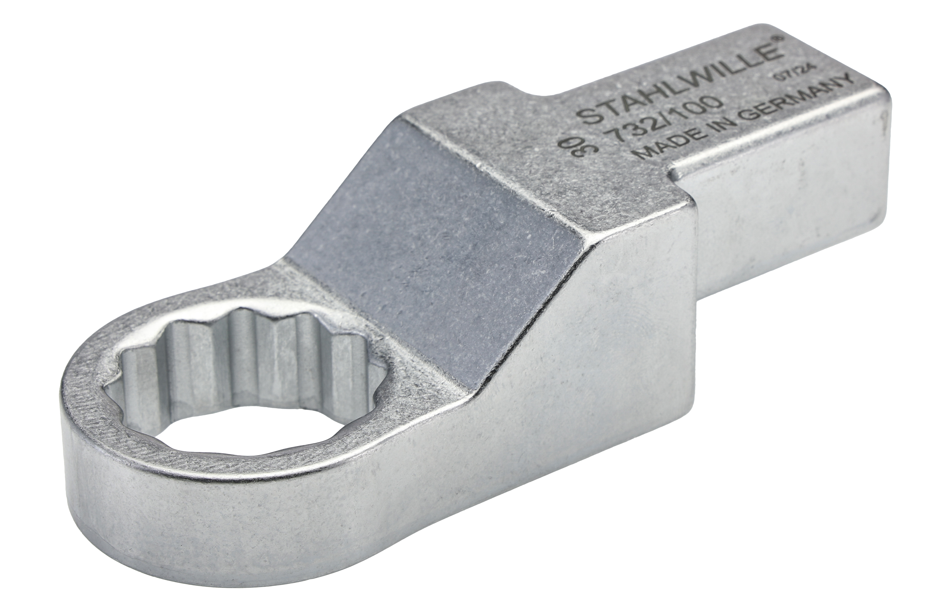 STAHLWILLE 732/100 Series Crow Ring Insertion Ring Spanner, 30 mm, 22 x 28mm Insert, Chrome Plated Finish