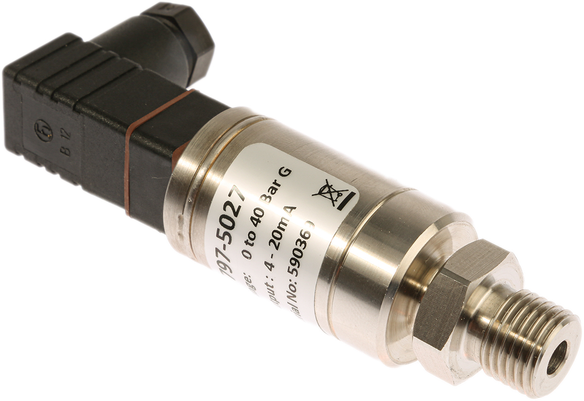 RS PRO Pressure Sensor, 0bar Min, 40bar Max, Current Output, Relative Reading
