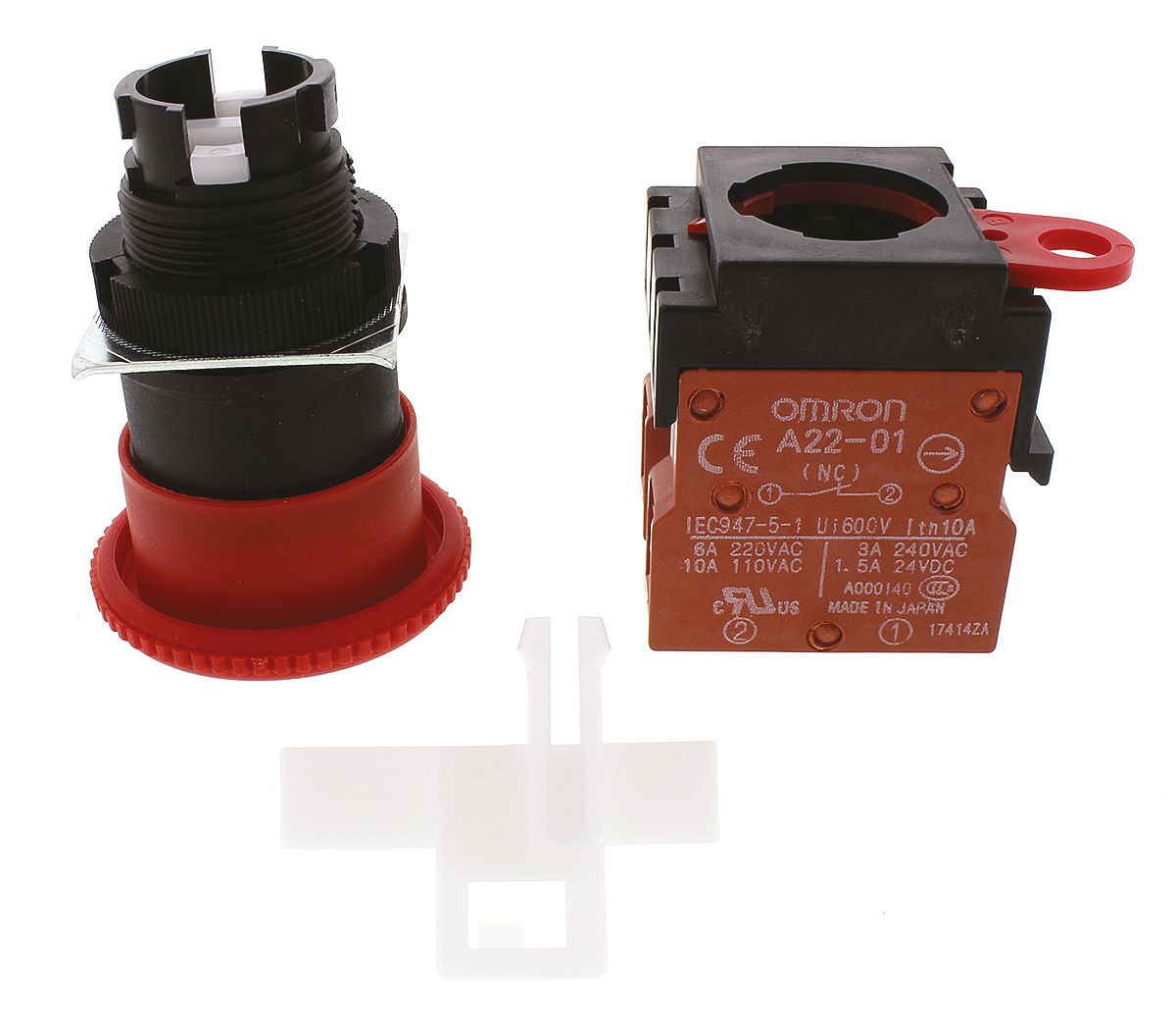 Omron A22E Series Twist Release Emergency Stop Push Button, Panel Mount, 2NC, IP65