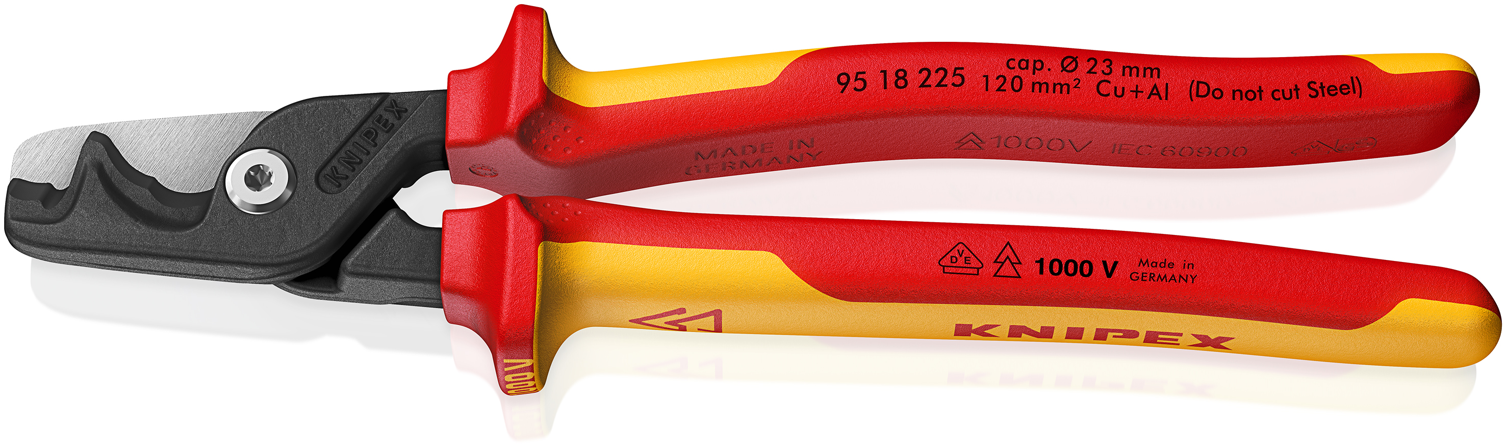 Knipex KNIPEX StepCut® XL VDE/1000V Insulated Cable Shear With Step Cut