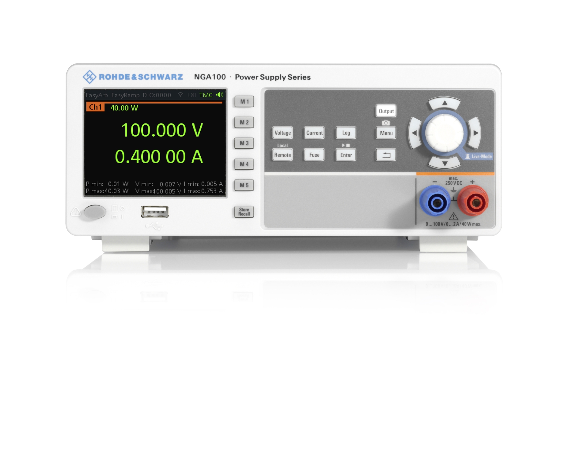 Rohde & Schwarz NGA100 Series Bench Power Supply, 0 → 100V, 2A, 1-Output, 40W - RS Calibrated