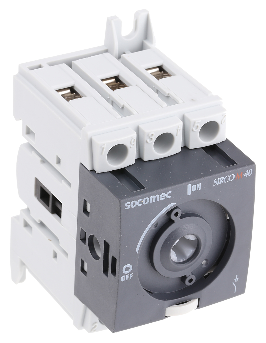 Socomec 3P Pole Isolator Switch - 40A Maximum Current, 18.5kW Power Rating, IP20