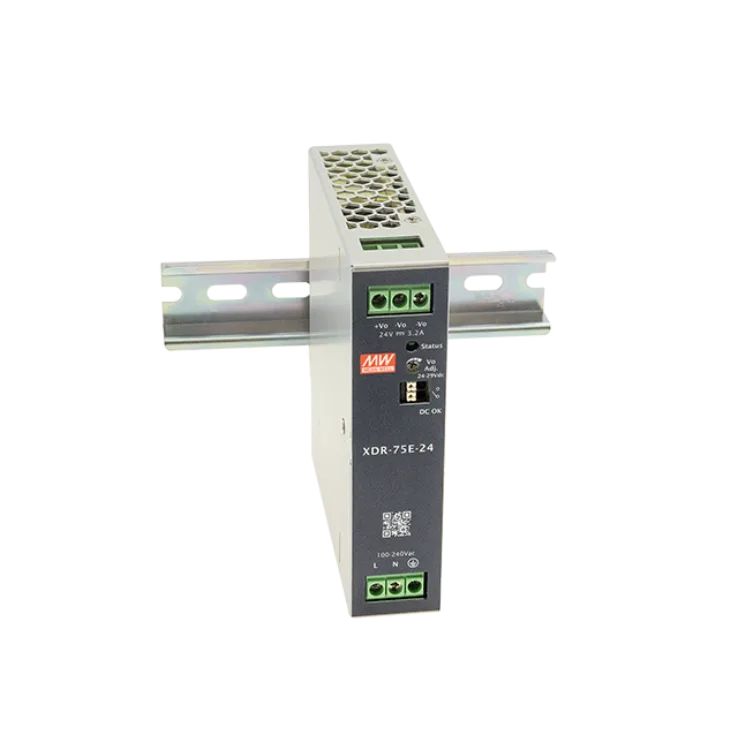 MEAN WELL XDR-75E DIN Rail Power Supply, 85 To 264V ac ac, dc Input, 48V dc Output, 1.6A Output, 76.8W