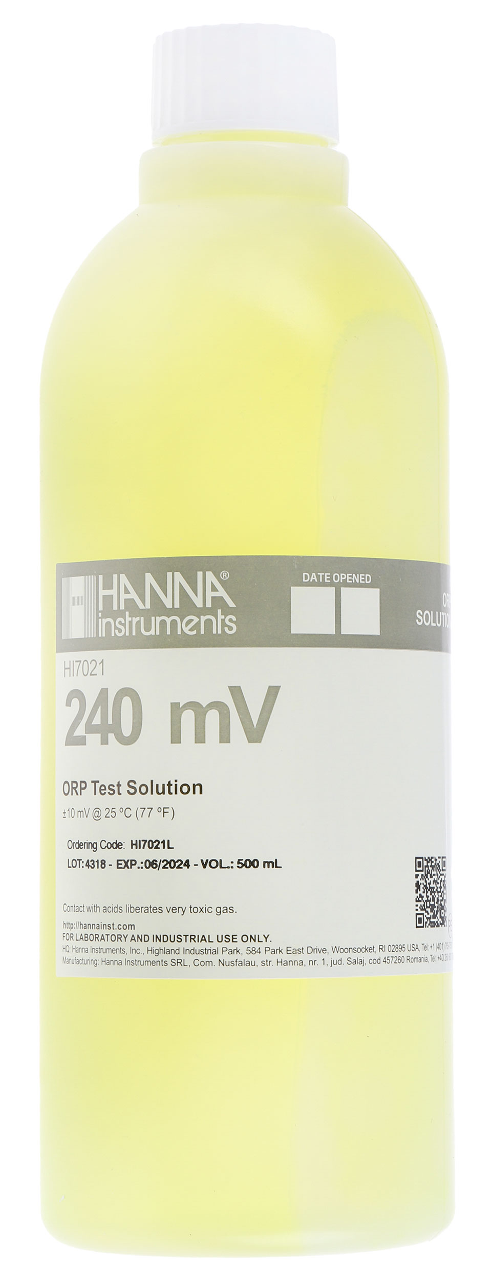 Hanna Instruments HI7020L Buffer Solution, 500ml Bottle