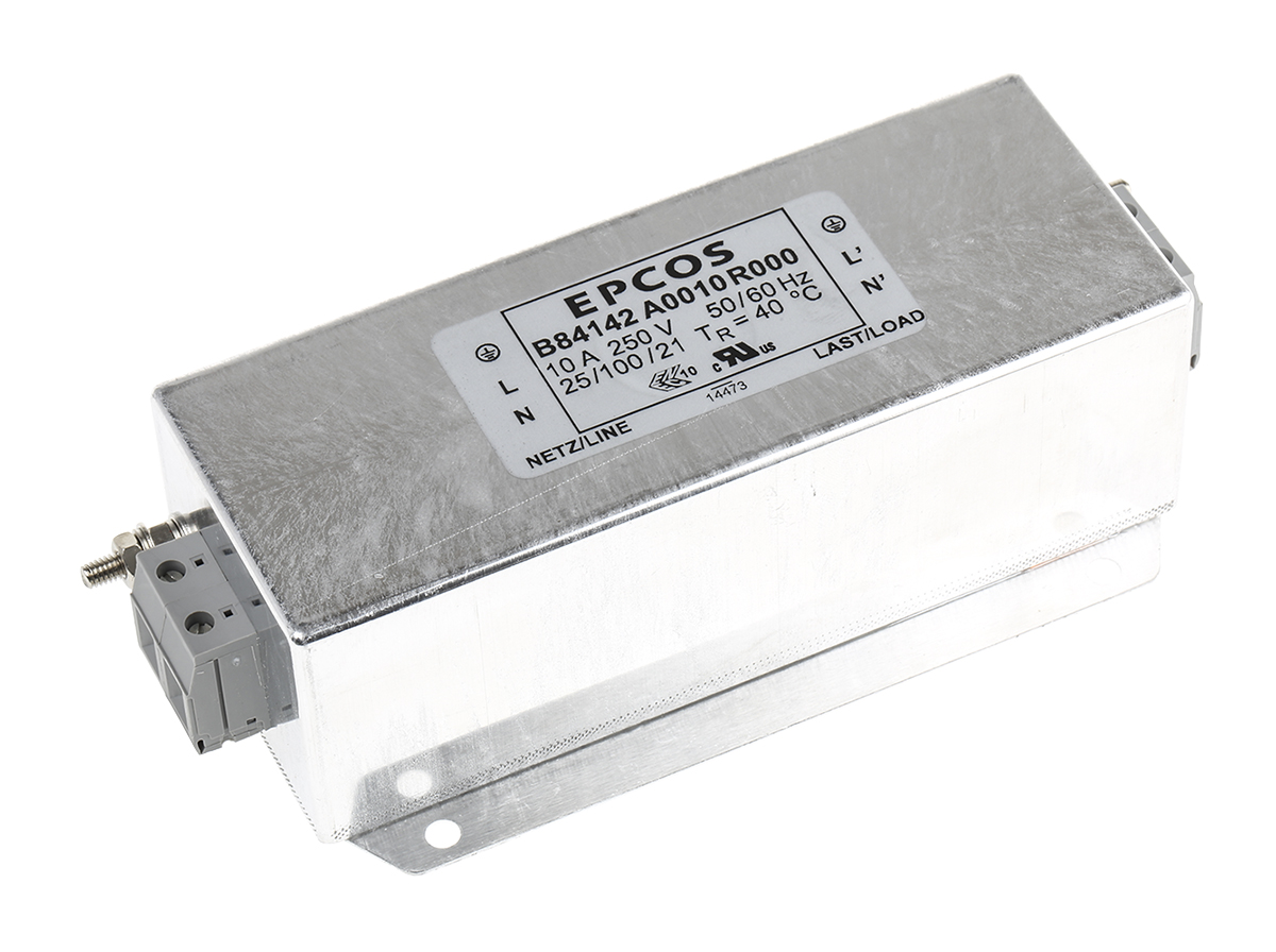 EPCOS, B84142-A 10A 250 V ac/dc 60Hz, Flange Mount EMC Filter, Screw, Single Phase