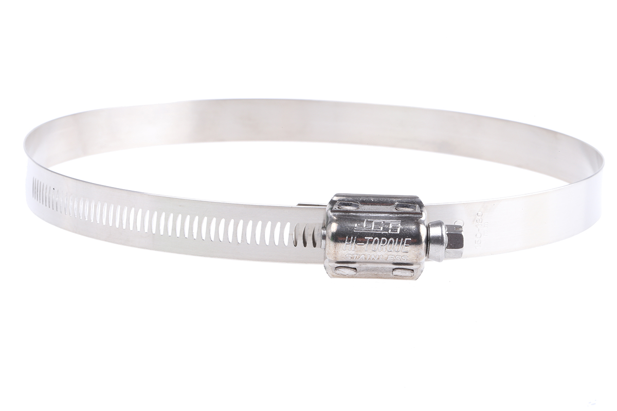 HI-TORQUE Stainless Steel Slotted Hex Worm Drive, 16mm Band Width, 150 → 180mm ID