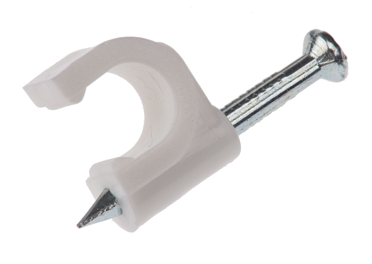 RS PRO White PE Round clip, 7mm Max. Bundle