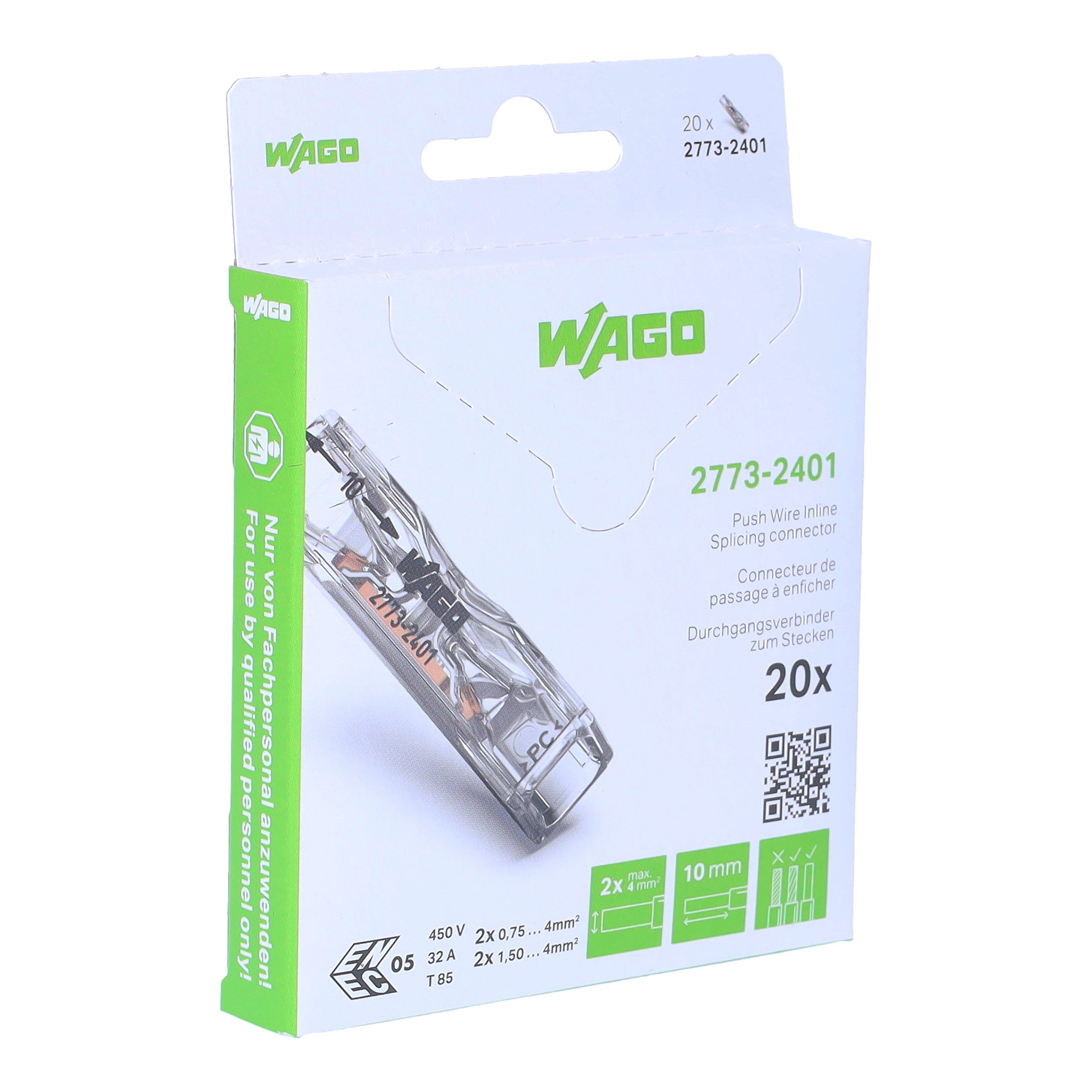 WAGO, 221 Wire Splice Splice Connector, Clear Insulation, Tin 4 mm²