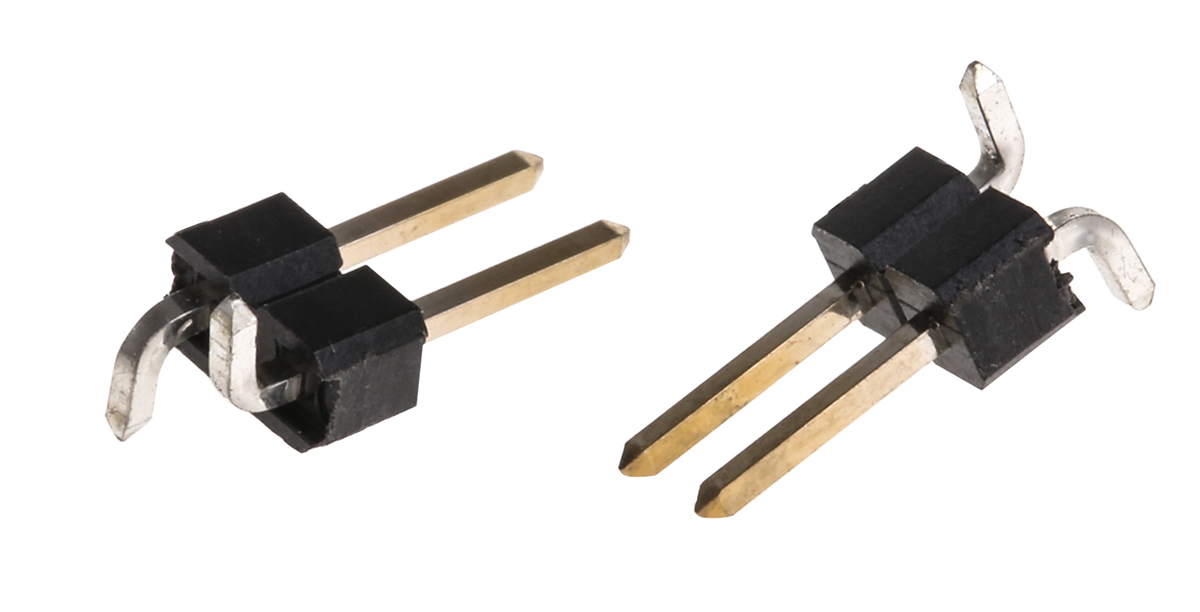 HARWIN M20 Series Straight Surface Pin Header, 2 Contact(s), 2.54 mm Pitch, 1 Row, Unshrouded