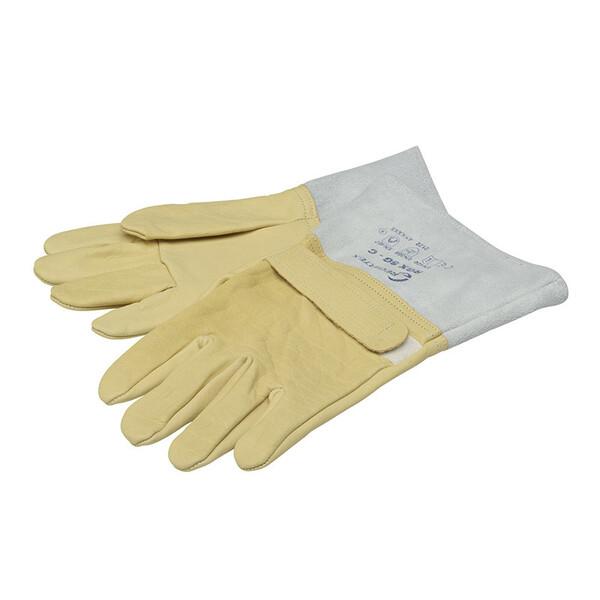 Penta Yellow Leather Leather Overglove, Leather Coating
