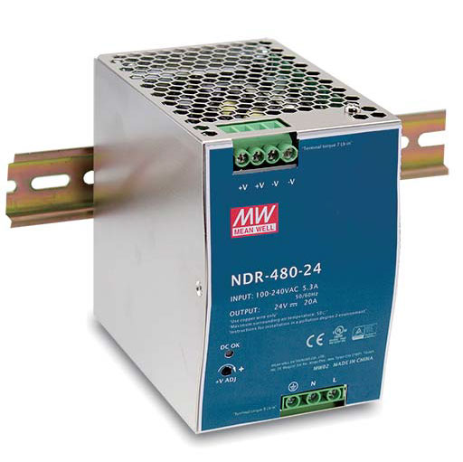D-Link NDR-480 Switched Mode DIN Rail Power Supply, 90 → 264 V ac / 127 → 370V dc ac, dc Input, 48V dc dc