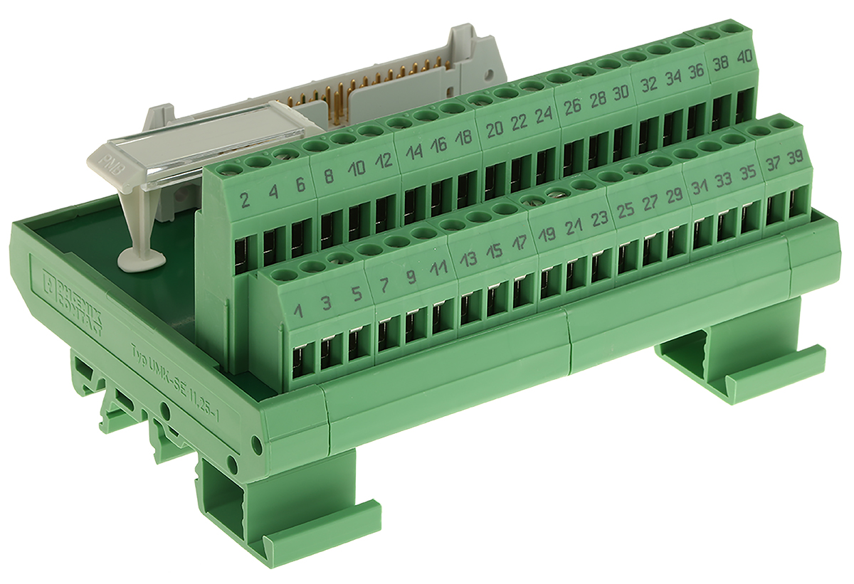 Phoenix Contact 40-Contact Male Interface Module, Flat Ribbon Cable Connector, DIN Rail Mount, 1A