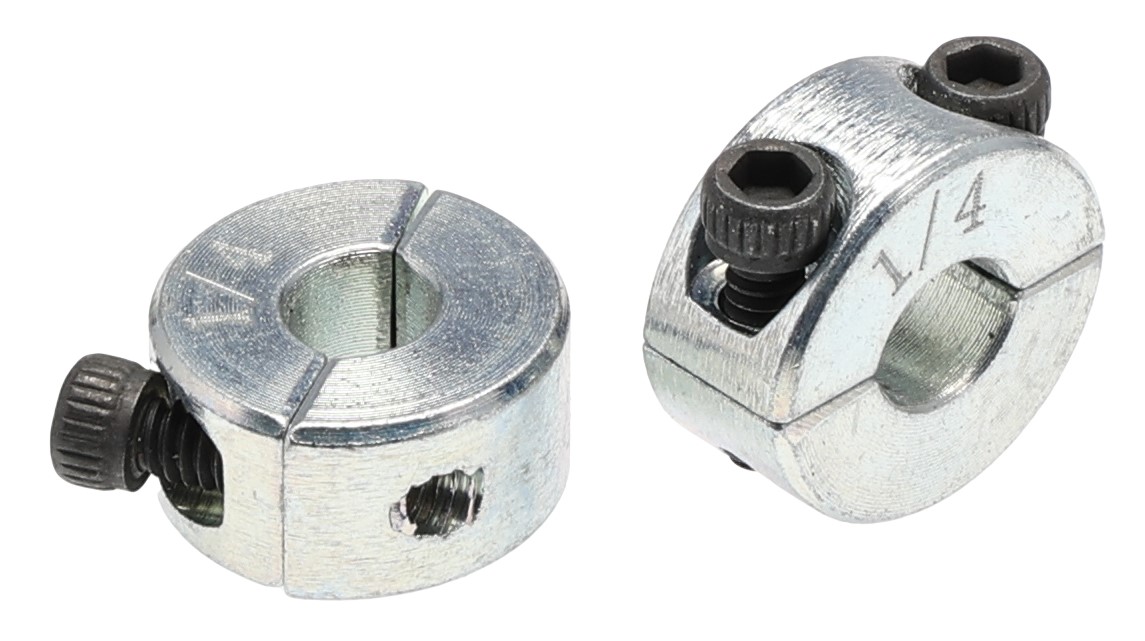 RS PRO Shaft Collar, Two Piece, Clamp Screw, Bore 0.25in, OD 0.625in, W 0.281in, Steel
